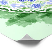 Bloemen en Stippen Mandala - Waterverf afdrukken Poster (Hoek)