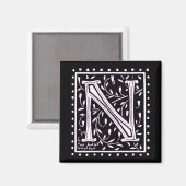 Bloemen en Stippen Monogram "N" Magneet (Voorkant / Achterkant)
