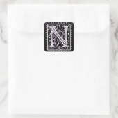 Bloemen en Stippen Monogram "N" Vierkante Sticker (Tas)