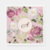 Bloemen en stippen Monogram servet (Voorkant)