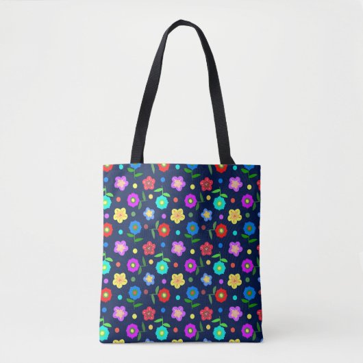 Bloemen en Stippen Tote Bag (Voorkant)