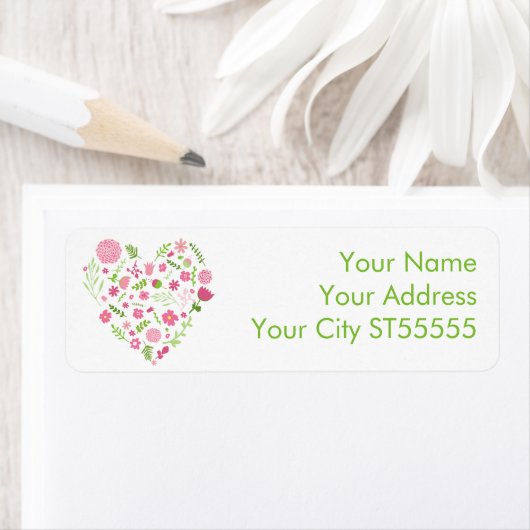 Bloemen en stoomhartritmeroze en groen etiket (Insitu)