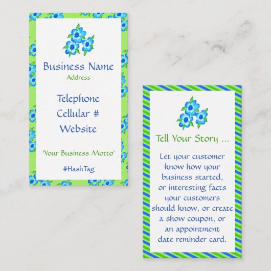  bloemen en streep Visitekaartje (Voorkant / Achterkant)