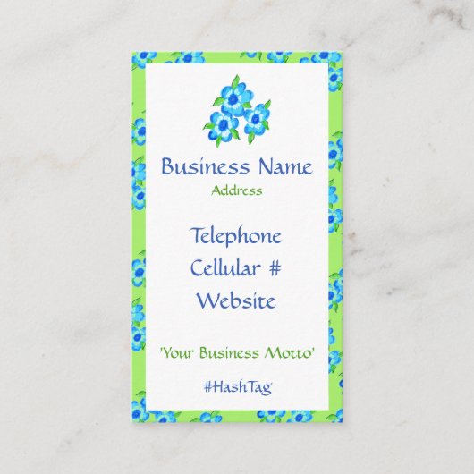  bloemen en streep Visitekaartje (Voorkant)