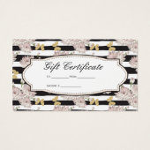 Bloemen en Strepen | Glitter Vlinders Trouw Visitekaartje (Achterkant)