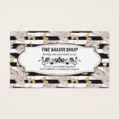 Bloemen en Strepen | Glitter Vlinders Trouw Visitekaartje (Voorkant)