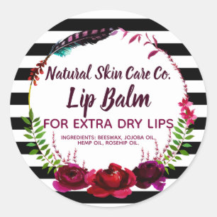 Bloemen en strepen Lippenbalsem Zakelijke labels