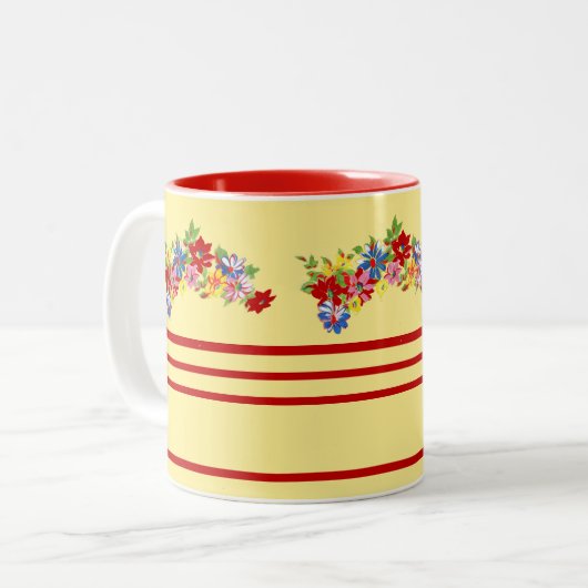  bloemen en strepen Mok (Voorkant links)