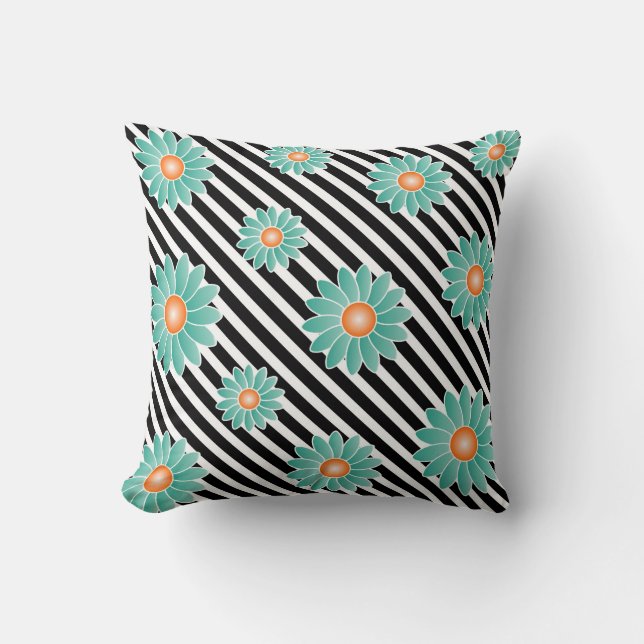Bloemen en strepen Sierkussen (Voorkant)