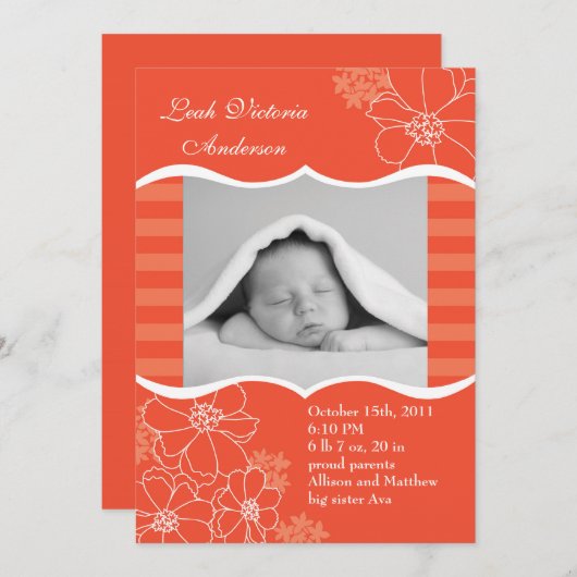 Bloemen en strips Fotoaankondiging Aankondiging (Voorkant / Achterkant)