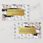 Bloemen en strips | Haarstylist Tools Patroon Visitekaartje (Voorkant / Achterkant)