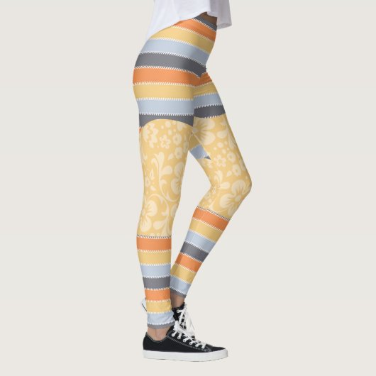 Bloemen en strips Leggings Yoga Pants (Rechts)