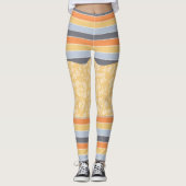 Bloemen en strips Leggings Yoga Pants (Voorkant)