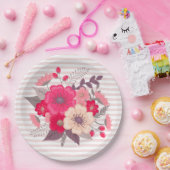 Bloemen en strips papieren bordje (Feest)