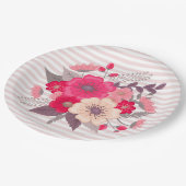 Bloemen en strips papieren bordje (Gekanteld)