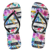Bloemen en strips | Trendy en Bright Monogram Teenslippers (Voetbed)