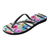 Bloemen en strips | Trendy en Bright Monogram Teenslippers (Schuin)