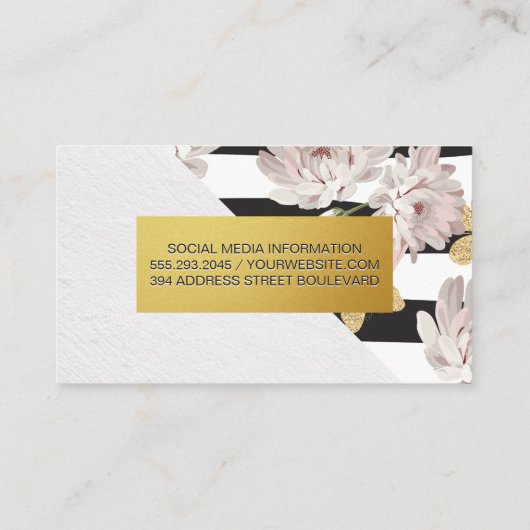 Bloemen en strips visitekaartje (Achterkant)