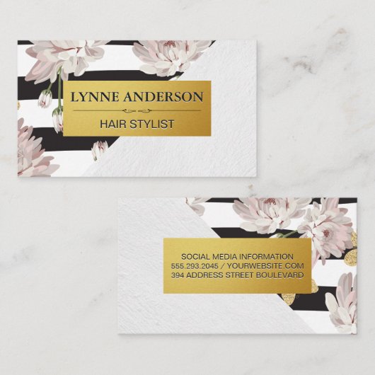 Bloemen en strips visitekaartje (Voorkant / Achterkant)