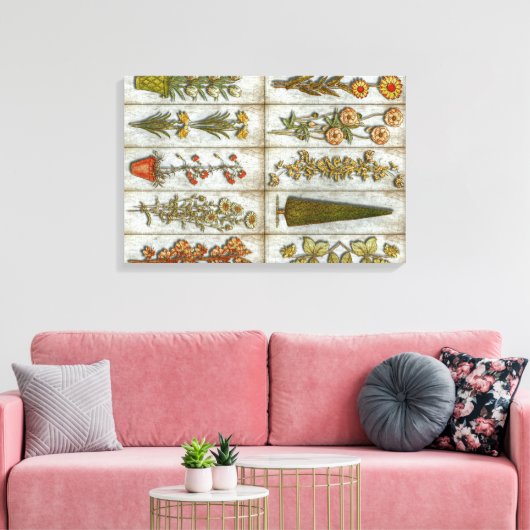Bloemen en struikgewas canvas afdruk (Insitu (Woonkamer))