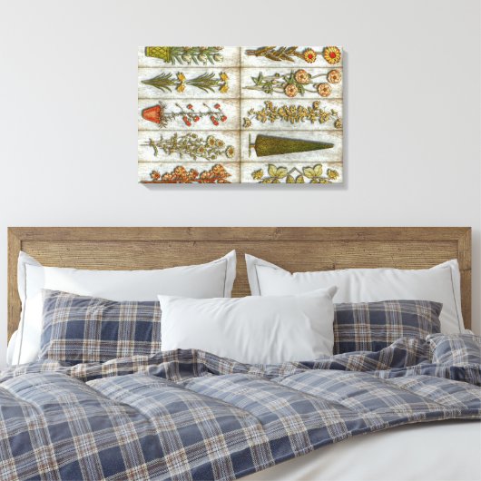 Bloemen en struikgewas canvas afdruk (Insitu (Slaapkamer))