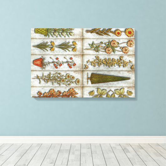 Bloemen en struikgewas canvas afdruk (Insitu (Houten vloer))