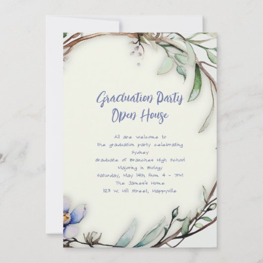 Bloemen en takken Foto Afstuderen Kaart (Achterkant)