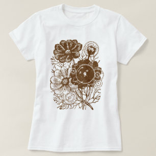 Bloemen en tandwielen  T-shirt