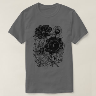 Bloemen en tandwielen t-shirt