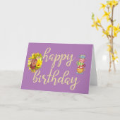 Bloemen en Teacups Feminine Birthday Card Kaart (Gele Bloem)