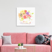 Bloemen en Teapot Canvas Afdruk (Insitu (Woonkamer))