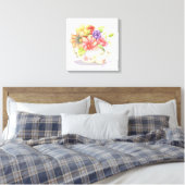 Bloemen en Teapot Canvas Afdruk (Insitu (Slaapkamer))