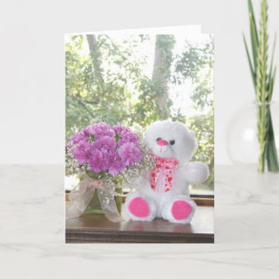 bloemen en Teddy Bear Valentijn Kaart