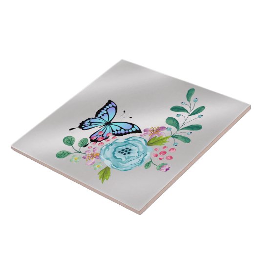 Bloemen en Tegel van vlinderaards Tegeltje (Zijkant)