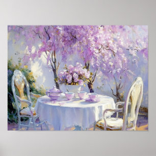 Bloemen en thee poster