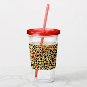 Bloemen en Tijger Print Plastic Cup Acryl Drinkbeker (Achterkant)