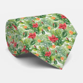 Bloemen en tropische bladeren stropdas (Opgerold)