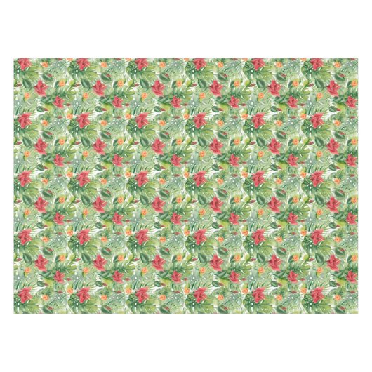 Bloemen en tropische bladeren tafelkleed (Voorkant (Horizontaal))