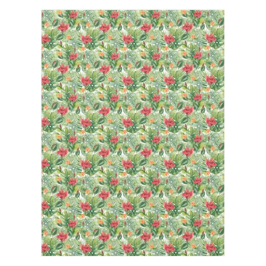 Bloemen en tropische bladeren tafelkleed (Voorkant)