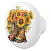 Bloemen en tuinlaarzen keramische knop (Rechts)