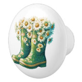 Bloemen en tuinlaarzen keramische knop (Rechts)