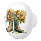 Bloemen en tuinlaarzen keramische knop (Rechts)