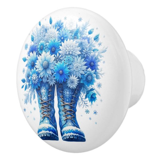 Bloemen en tuinlaarzen keramische knop (Rechts)