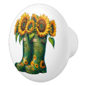 Bloemen en tuinlaarzen keramische knop (Rechts)