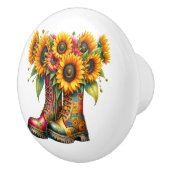 Bloemen en tuinlaarzen keramische knop (Rechts)