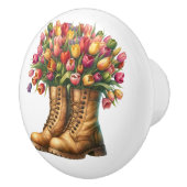 Bloemen en tuinlaarzen keramische knop (Rechts)