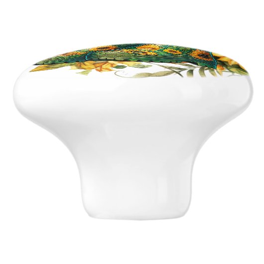 Bloemen en tuinlaarzen keramische knop (Zijkant)