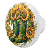 Bloemen en tuinlaarzen keramische knop (Rechts)