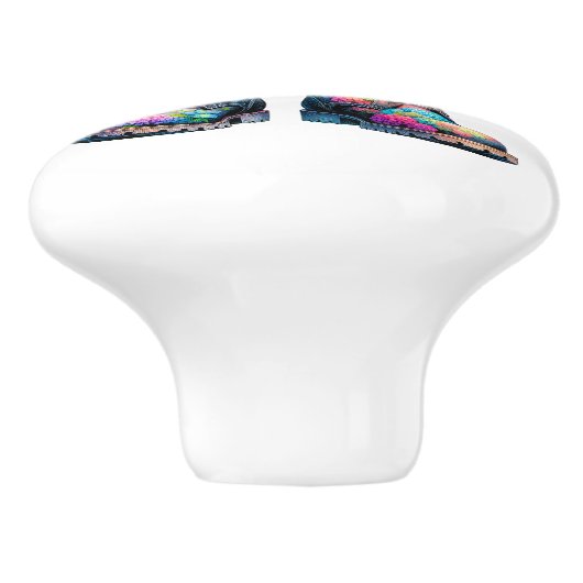 Bloemen en tuinlaarzen keramische knop (Zijkant)