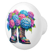 Bloemen en tuinlaarzen keramische knop (Rechts)